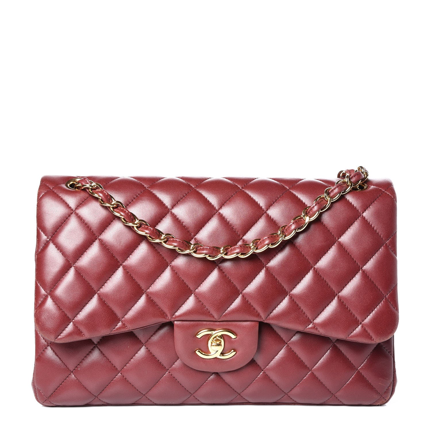 Chanel Lambskin Quilted Jumbo Double Flap Burgundy 1 of 16