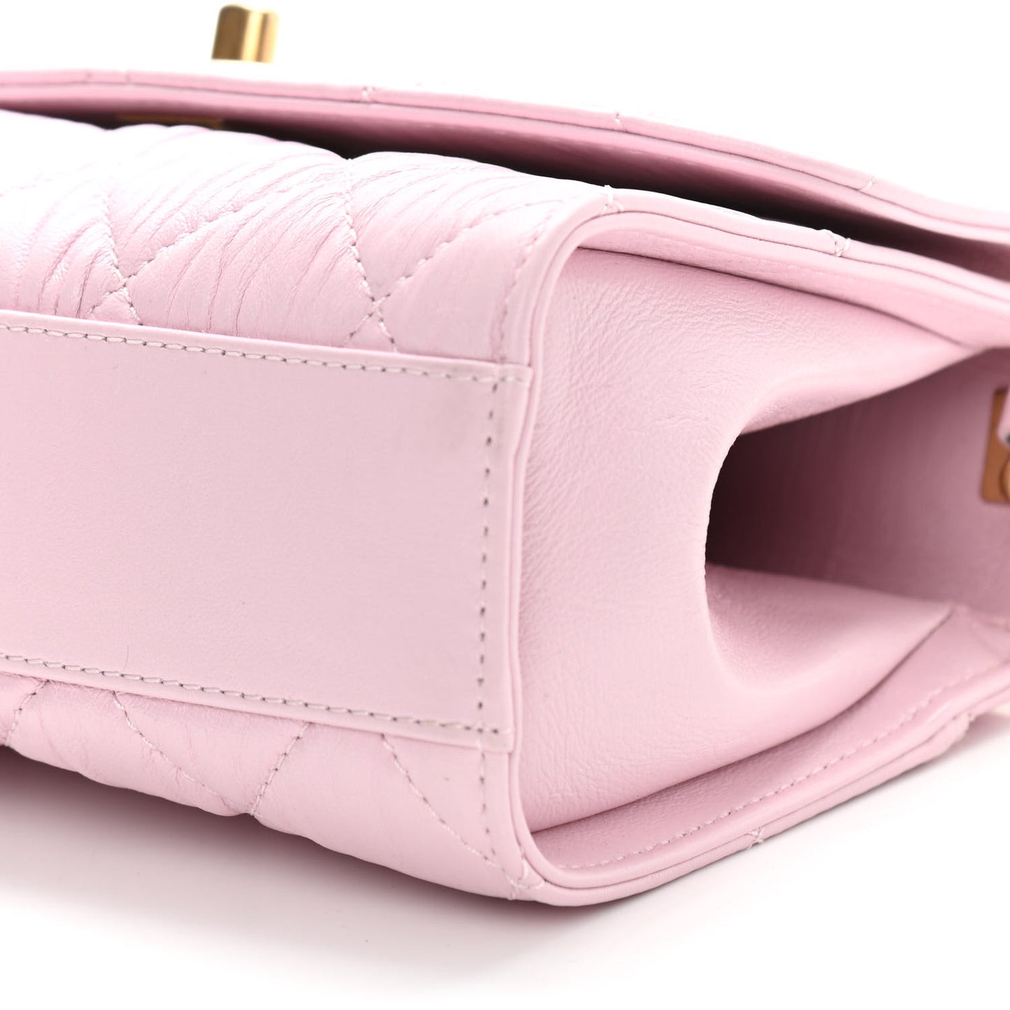 Crumpled Lambskin Quilted Mini CC Links Top Handle Flap Light Pink