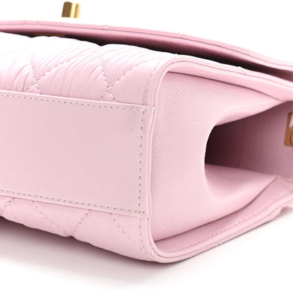 Chanel Crumpled Lambskin Quilted Mini CC Links Top Handle Flap Light Pink 10 of 11