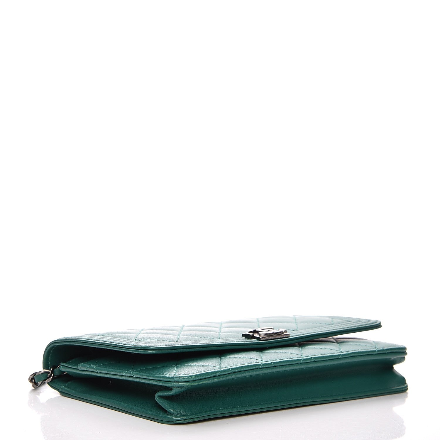 Chanel Lambskin Quilted Boy Wallet On Chain WOC Green 4 of 8