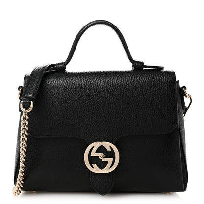 Gucci Dollar Calfskin Interlocking G Top Handle Shoulder Bag Black 1 of 11