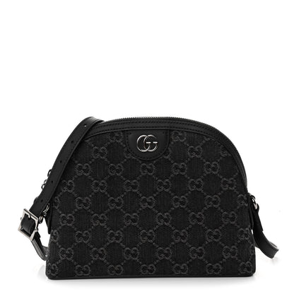 Gucci Denim Cuoio Harness GG Monogram Small Ophidia Dome Shoulder Bag Black Medium Grey 1 of 9