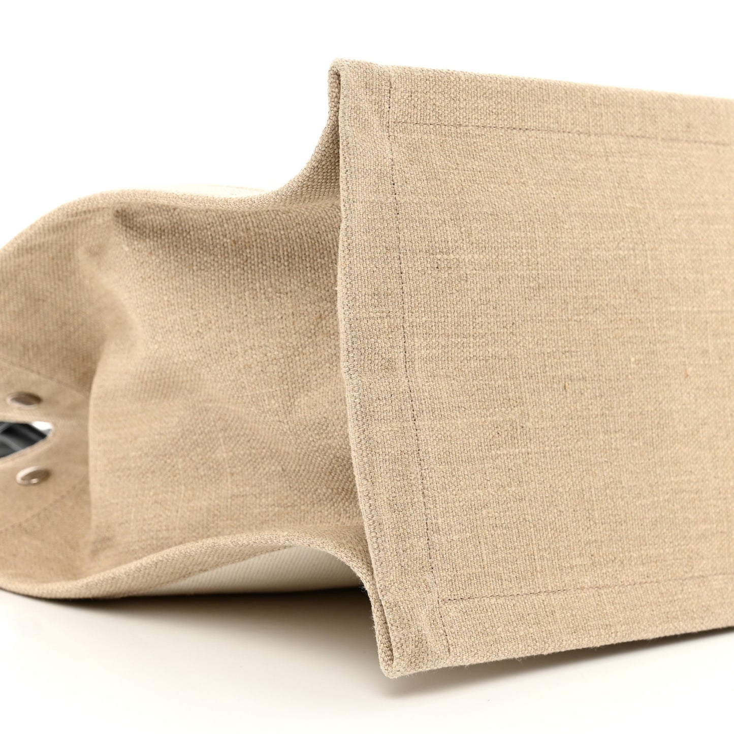 Linen Calfskin Small Rive Gauche Tote Greggio Natural