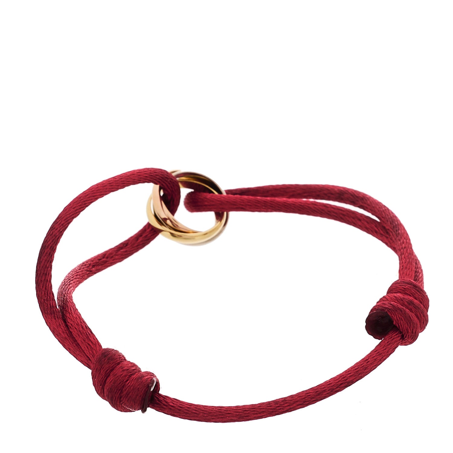 Cartier 18K Pink Yellow White Gold Trinity Cord Bracelet Red 2 of 7