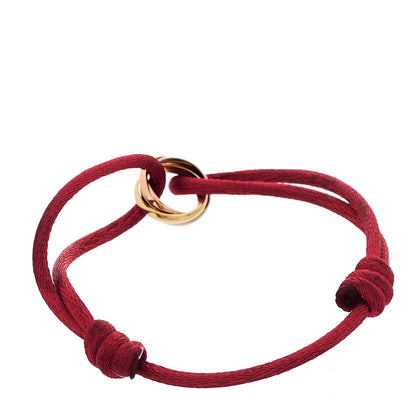 Cartier 18K Pink Yellow White Gold Trinity Cord Bracelet Red 2 of 7