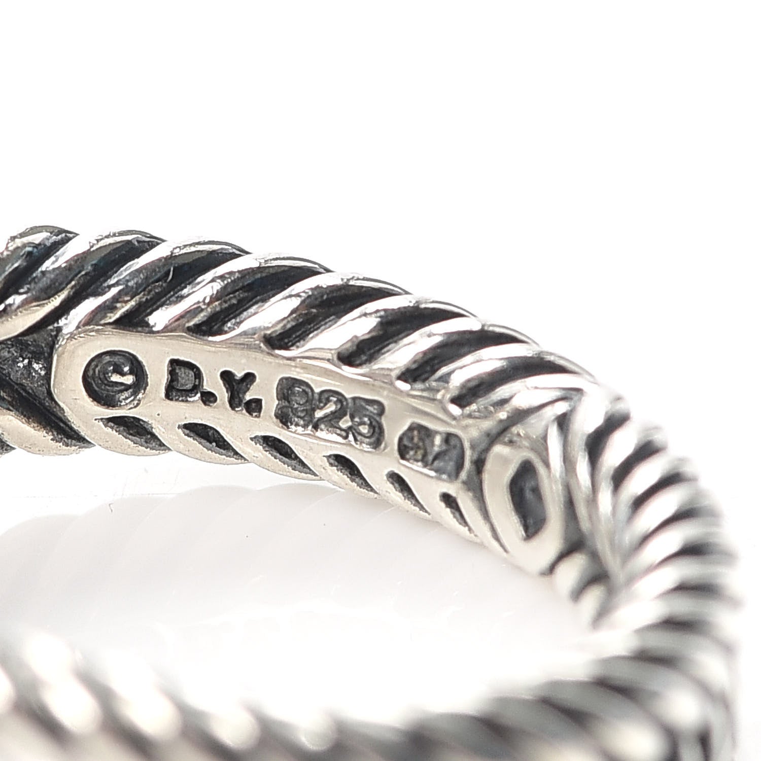 David Yurman Sterling Silver Diamond Morganite 7mm Petite Albion Ring 52 6 4 of 4