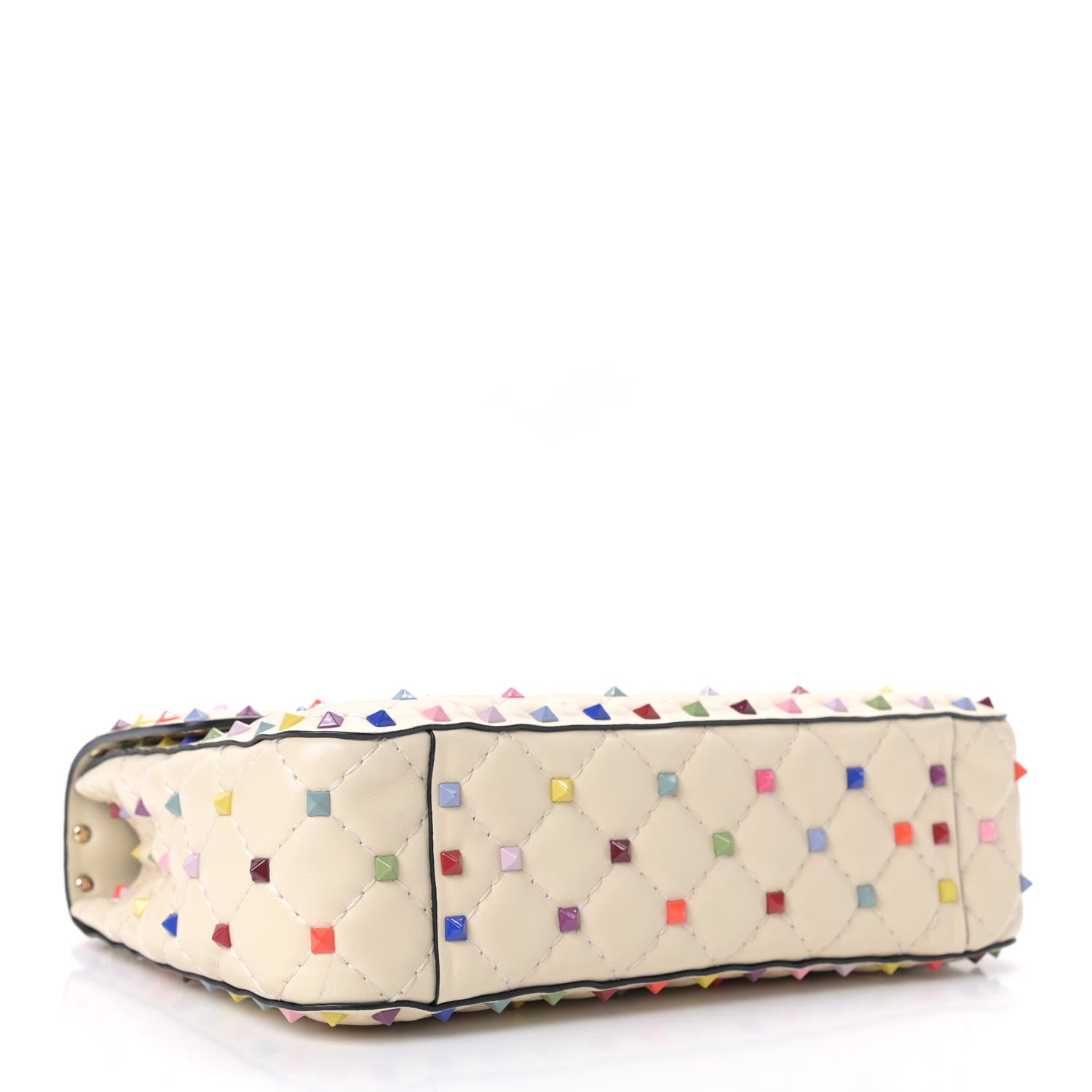 Valentino Garavani Lambskin Medium Rockstud Spike Shoulder Bag Ivory Multicolor 3 of 7