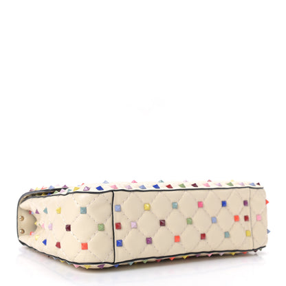 Valentino Garavani Lambskin Medium Rockstud Spike Shoulder Bag Ivory Multicolor 3 of 7