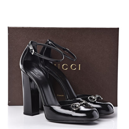Gucci Regent Calfskin Horsebit Ankle Stap High Heel Pumps 41.5 Black 9 of 9