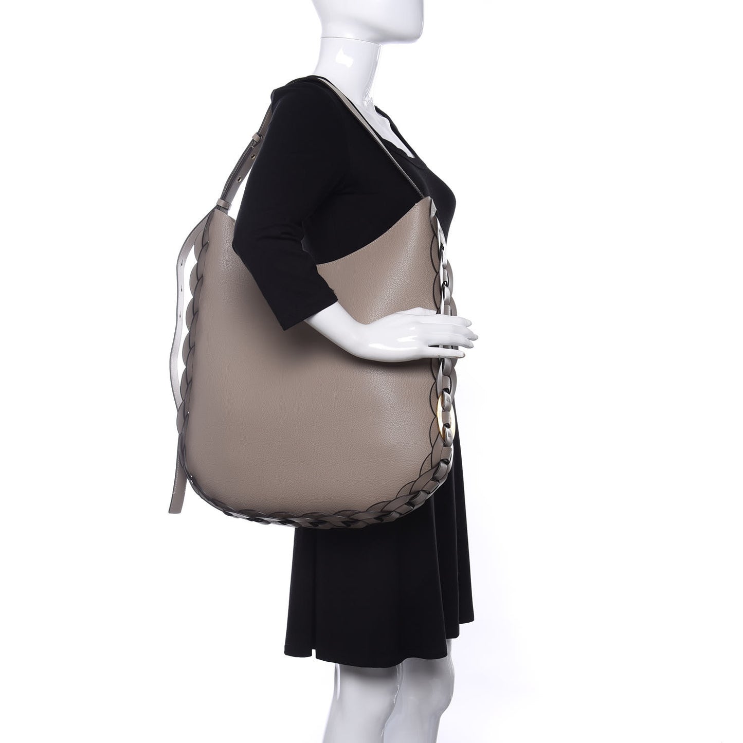 Small Grain Smooth Calfskin Large Darryl Hobo Motty Grey