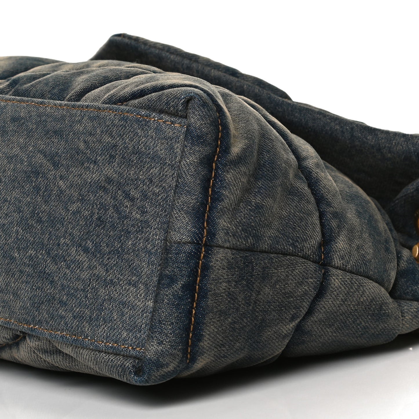 Denim Quilted Small Loulou Puffer Monogram Chain Satchel Blue Cinnamon
