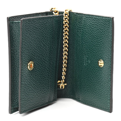 Gucci Grainy Calfskin Zumi Chain Card Case Wallet Vintage Green 5 of 8