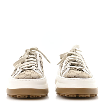 Gucci GG Monogram Womens 1977 Tennis Platform 52mm Sneakers 37 Beige Ebony Mystic White 3 of 9