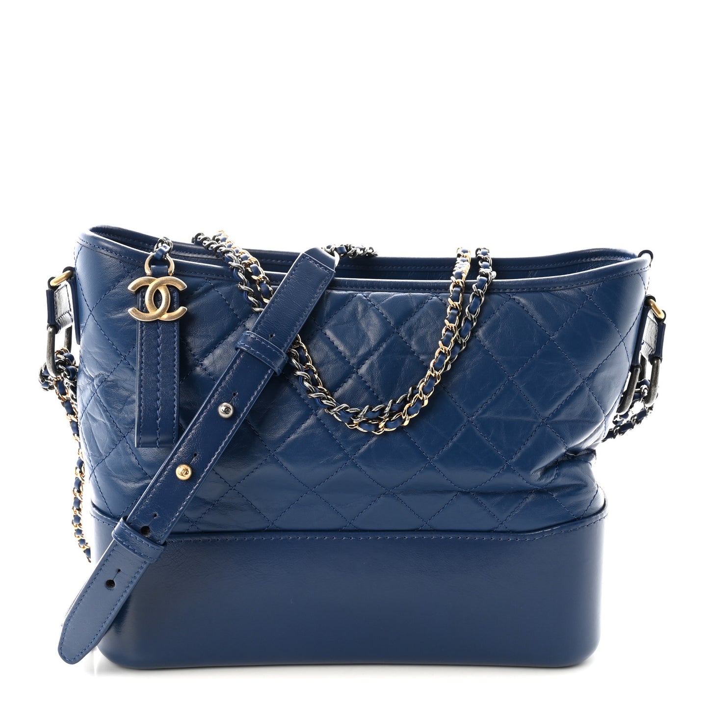 Aged Calfskin Quilted Medium Gabrielle Hobo Blue
