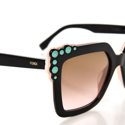 Fendi Studded Square Cat Eye Sunglasses FF 0260/S Black Pink 8 of 9