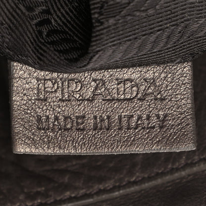Prada Metallic Soft Calfskin Two Pocket Hobo Fumo Mordore 7 of 18