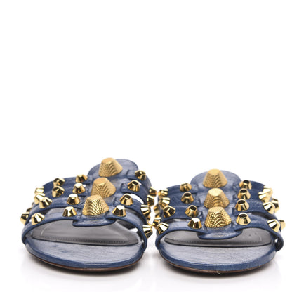 Balenciaga Agneau Giant Gold Stud Sandals 40 Blue 2 of 8