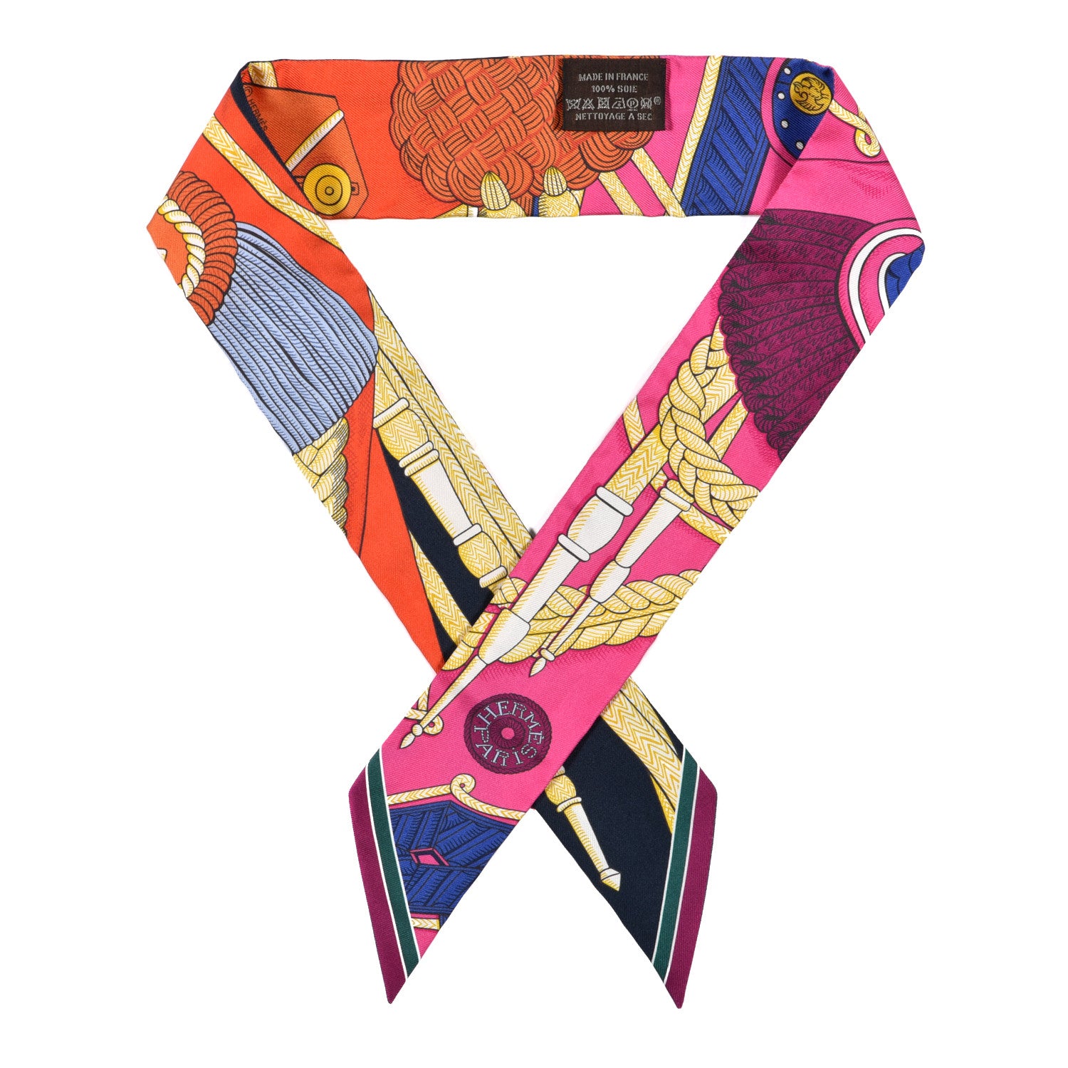 Hermes Silk Zouaves Et Dragons Twilly Rose Orange Multicolor 1 of 4