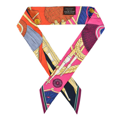 Hermes Silk Zouaves Et Dragons Twilly Rose Orange Multicolor 1 of 4