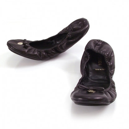 Fendi Calfskin Charm Bow Ballet Flats Black Size 38 1 of 8