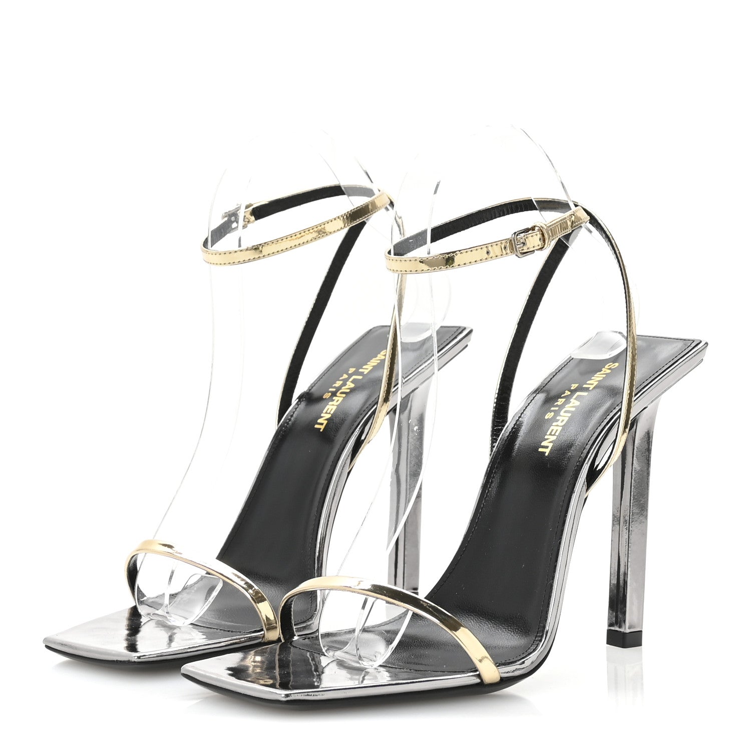 Saint Laurent Metallic Patent Pam 110 Sandals 38.5 Old Gold 4 of 8