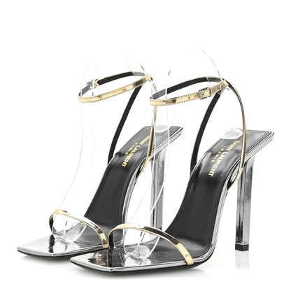 Saint Laurent Metallic Patent Pam 110 Sandals 38.5 Old Gold 4 of 8