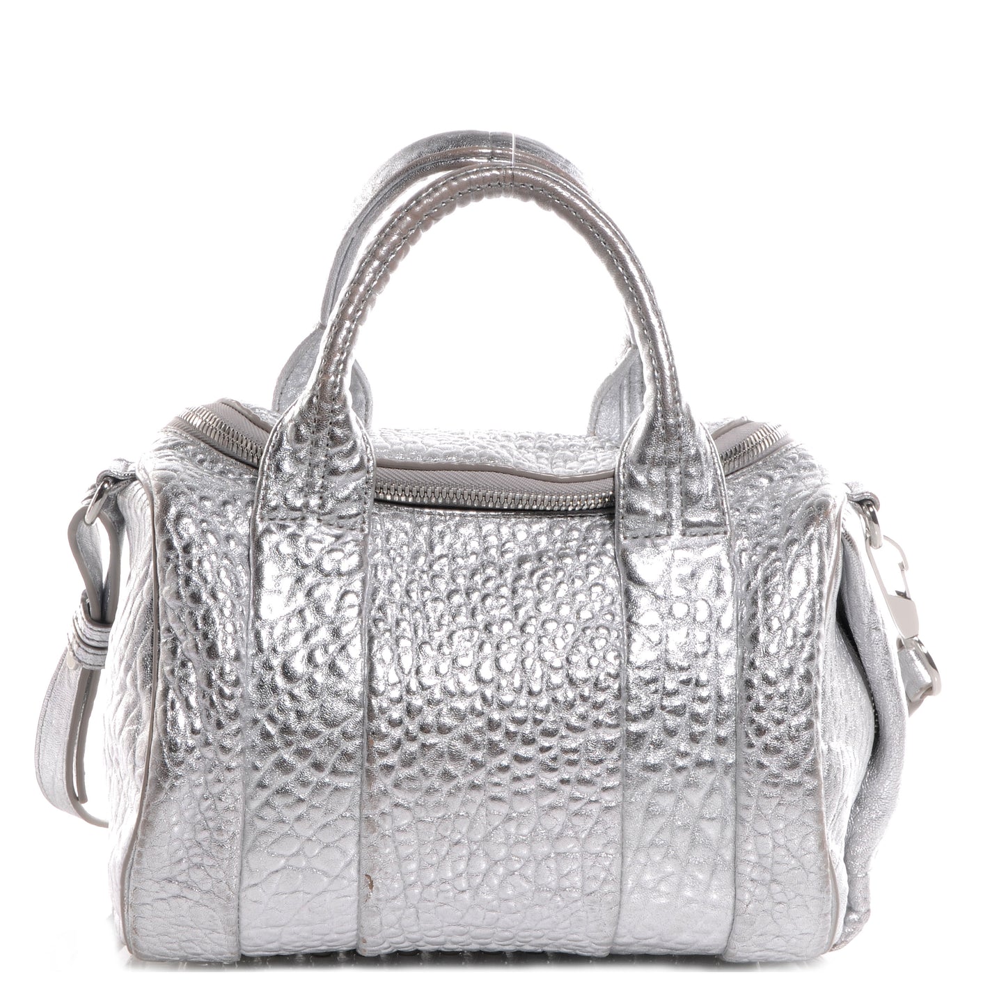 Pebbled Leather Rockie Rhodium Silver Hardware