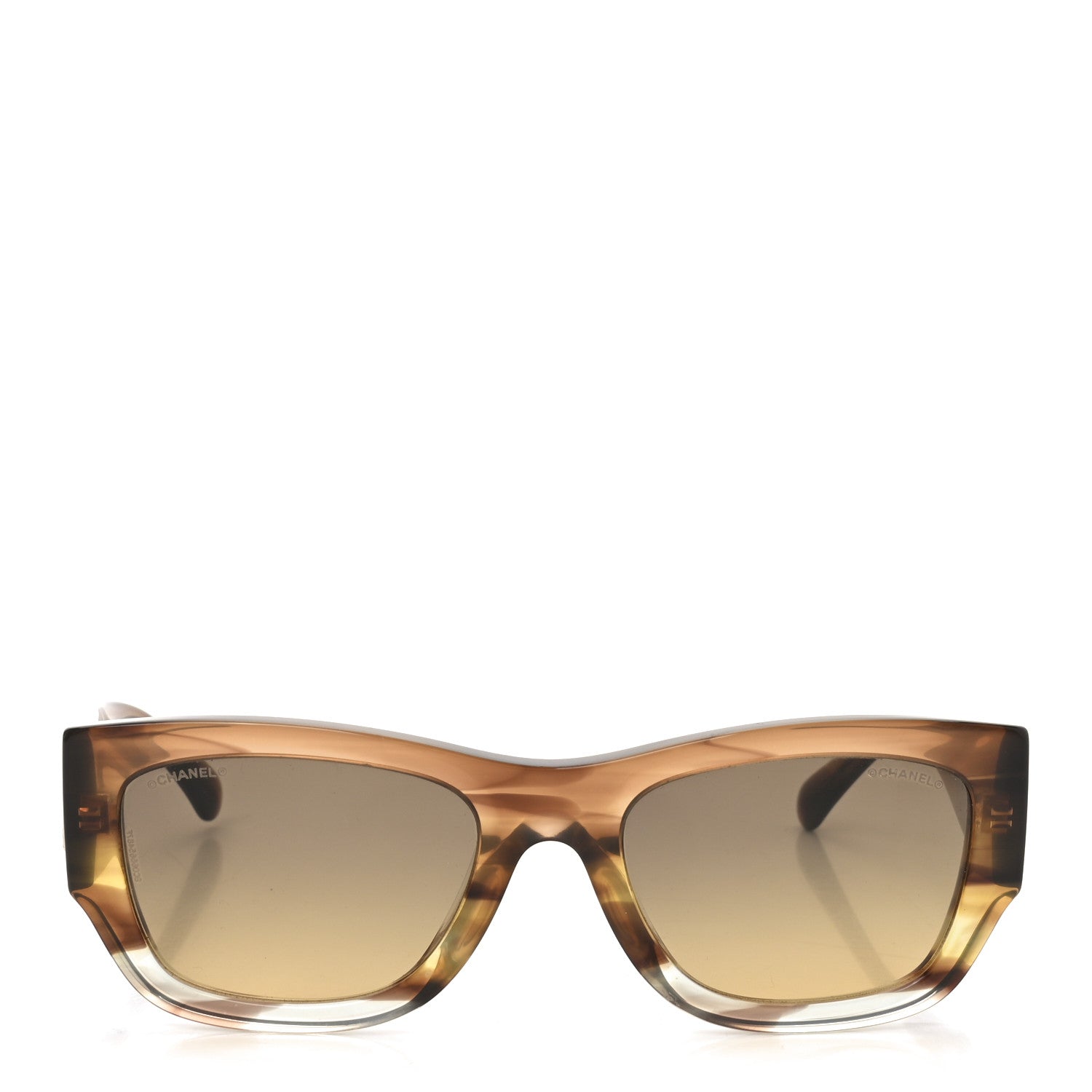 Chanel Acetate Rectangle Sunglasses 5507 Brown Orange 2 of 7