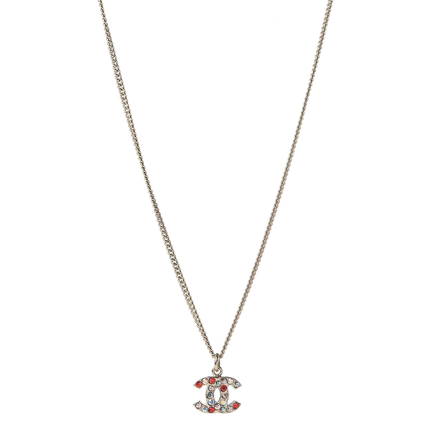 Chanel Crystal CC Necklace Gold Multicolor 1 of 3