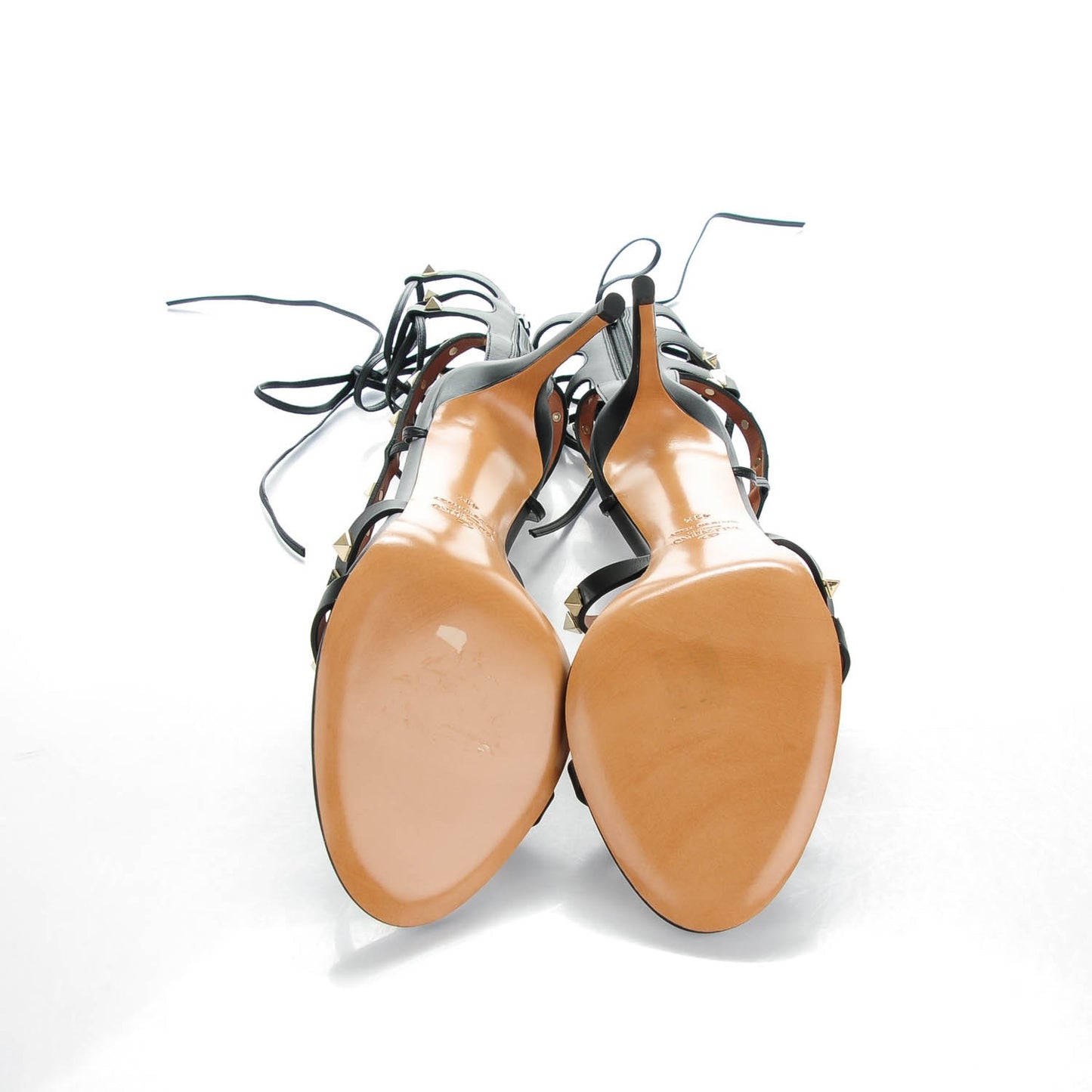 Calfskin Rockstud Gladiator Sandals 41.5 Black