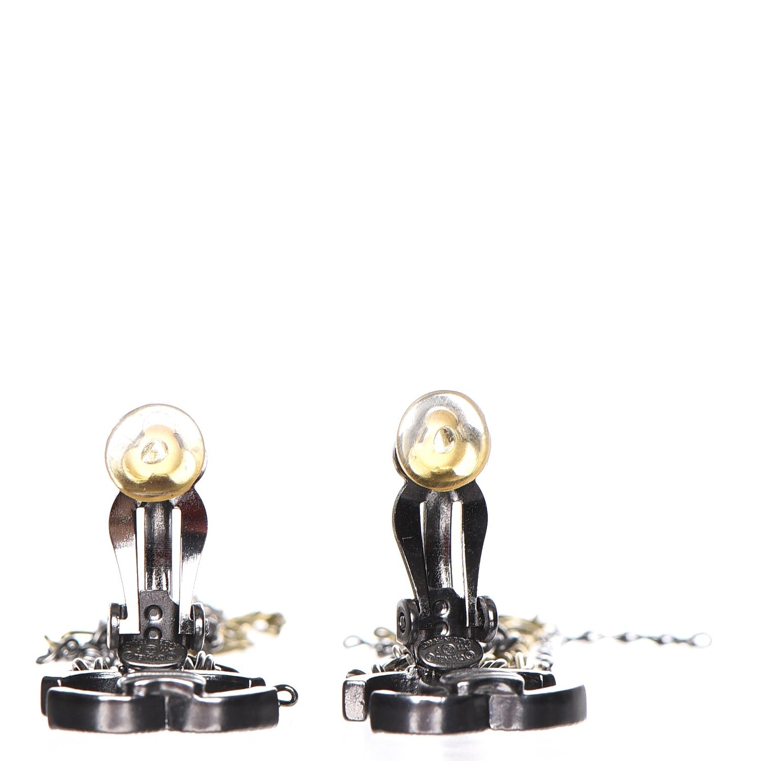 Chanel Ruthenium Chain CC Drop Clip On Earrings 3 of 4