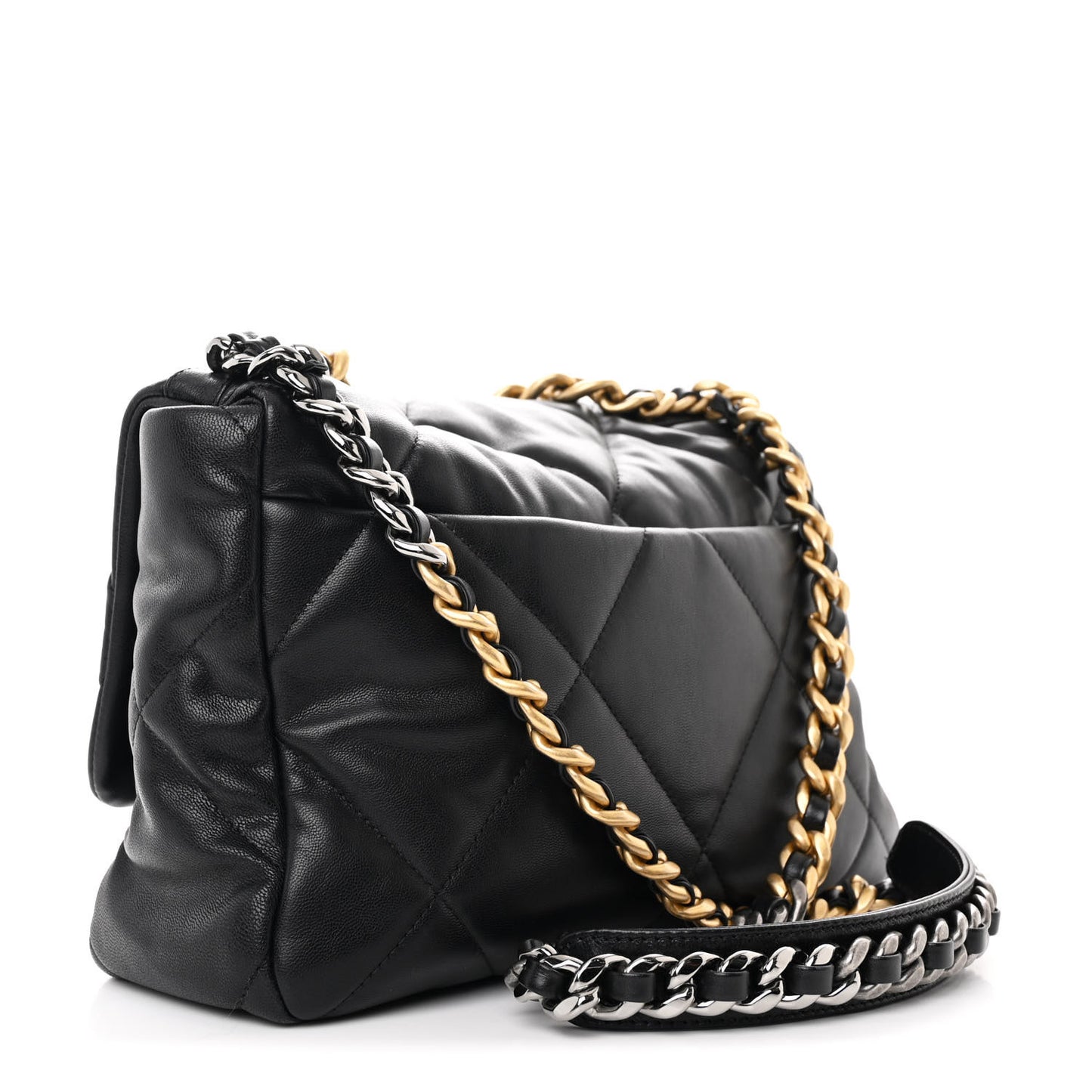 Goatskin Quilted Large Chanel 19 Flap Black