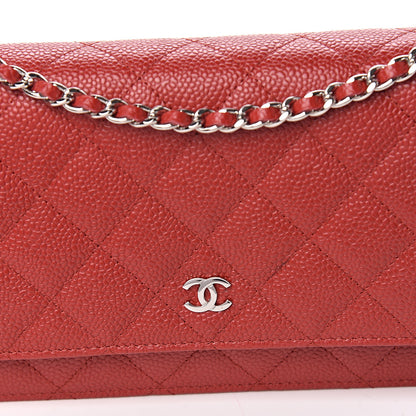 Chanel Caviar Quilted Wallet on Chain WOC Red 11 of 12