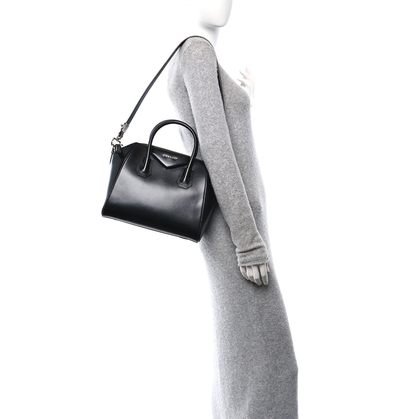 Shiny Lord Calfskin Small Antigona Black