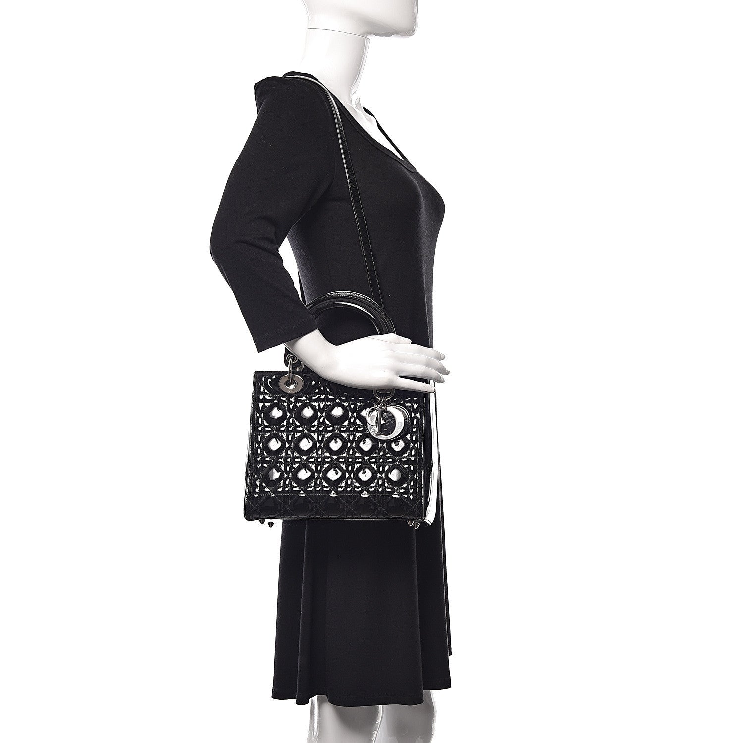 Christian Dior Patent Cannage Medium Lady Dior Black 2 of 11