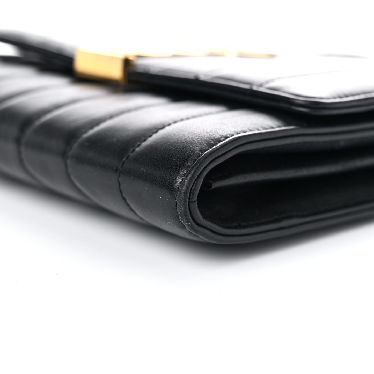 Lambskin Matelasse Monogram Vicky Chain Wallet Black