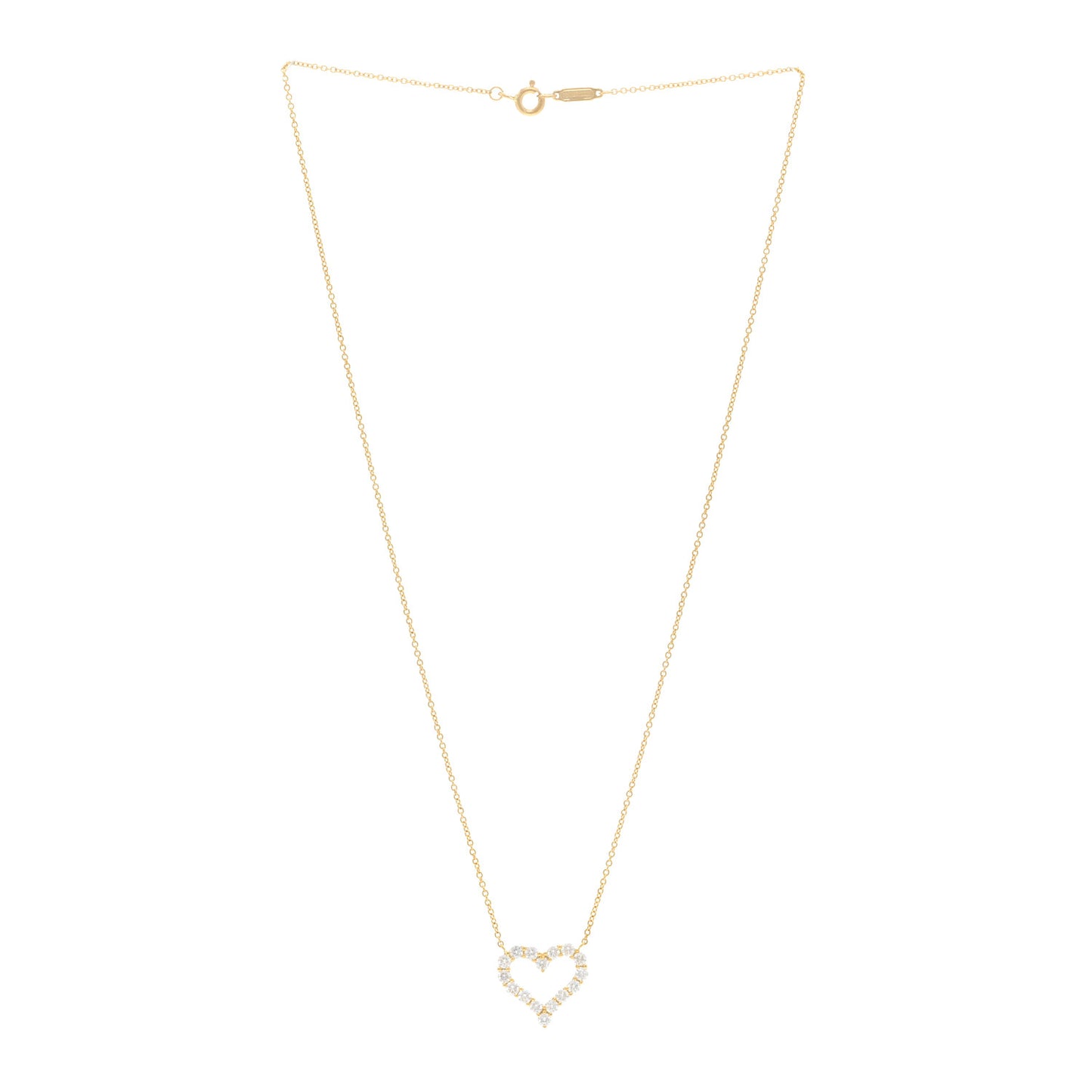 18K Yellow Gold Diamond Small Heart Pendant Necklace