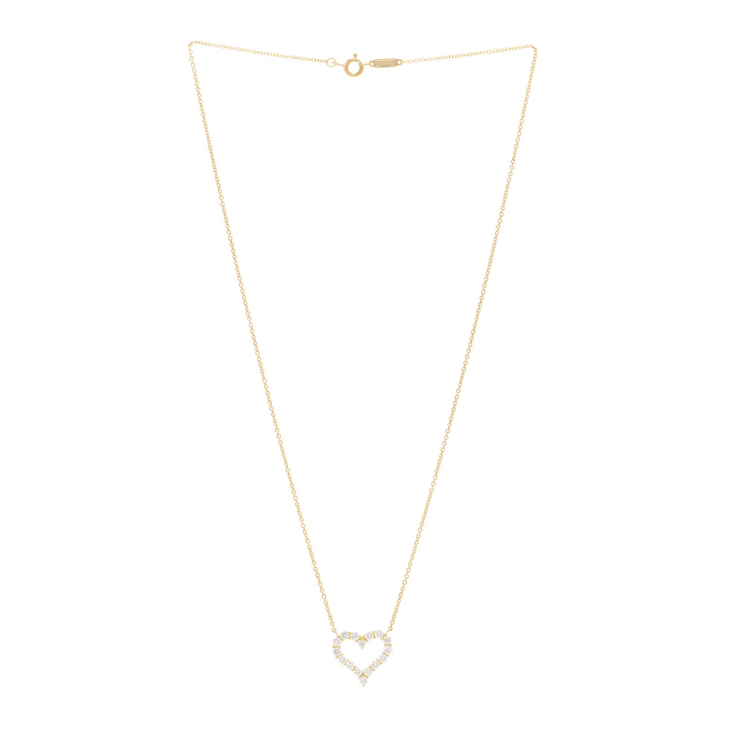 Tiffany 18K Yellow Gold Diamond Small Heart Pendant Necklace 3 of 5