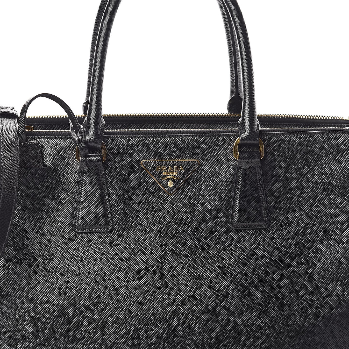 Saffiano Large Galleria Double Zip Tote Black