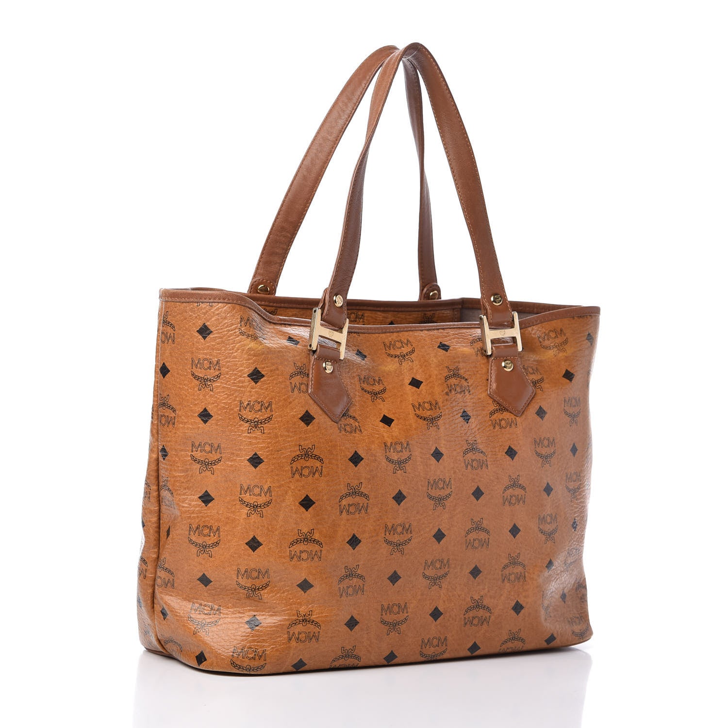 MCM Visetos Rudic Shopper Tote Cognac Orange 3 of 9