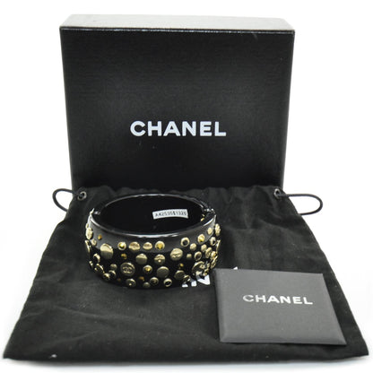 Chanel Resin Metal CC Studded Bangle Black 3 of 5