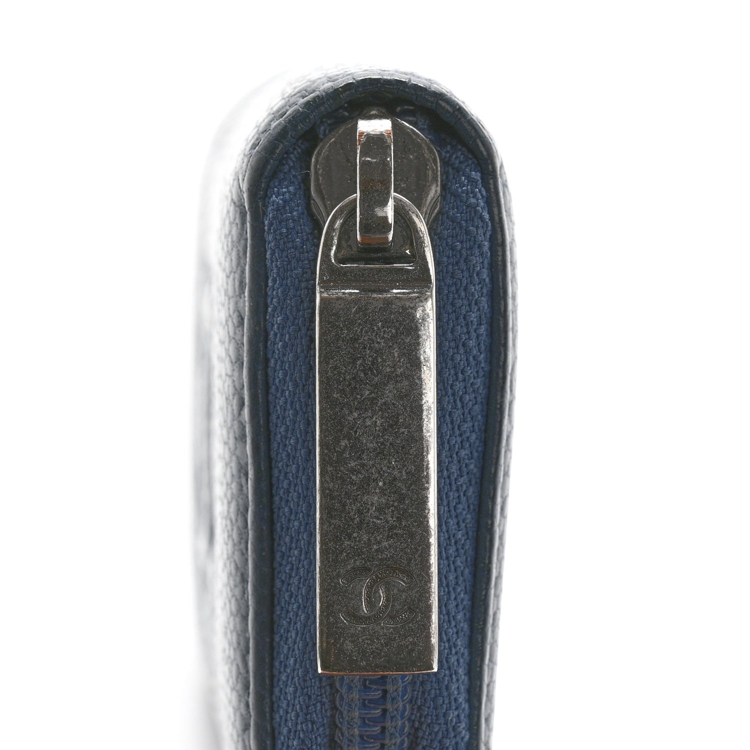 Chanel Caviar Timeless CC Zip Around Coin Purse Blue 8 of 11