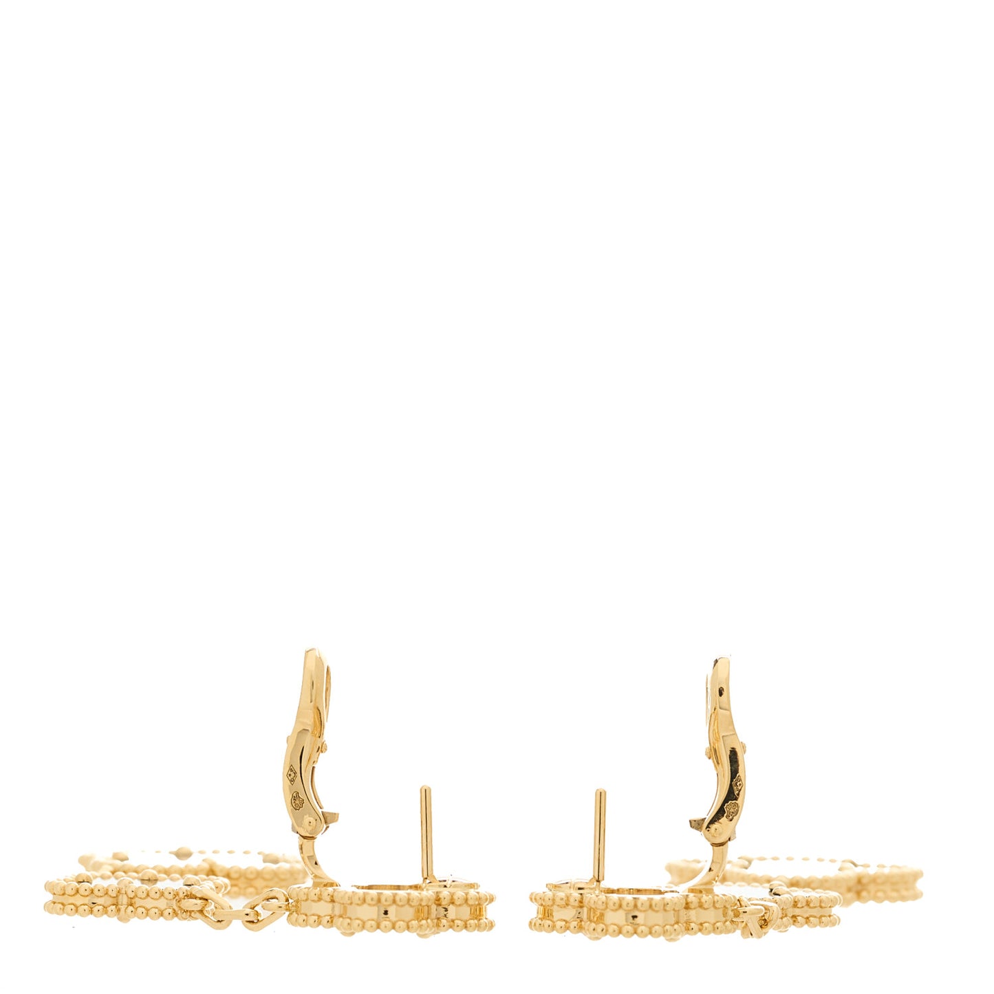 18K Yellow Gold Mother of Pearl Black Onyx 3 Motifs Magic Alhambra Earrings