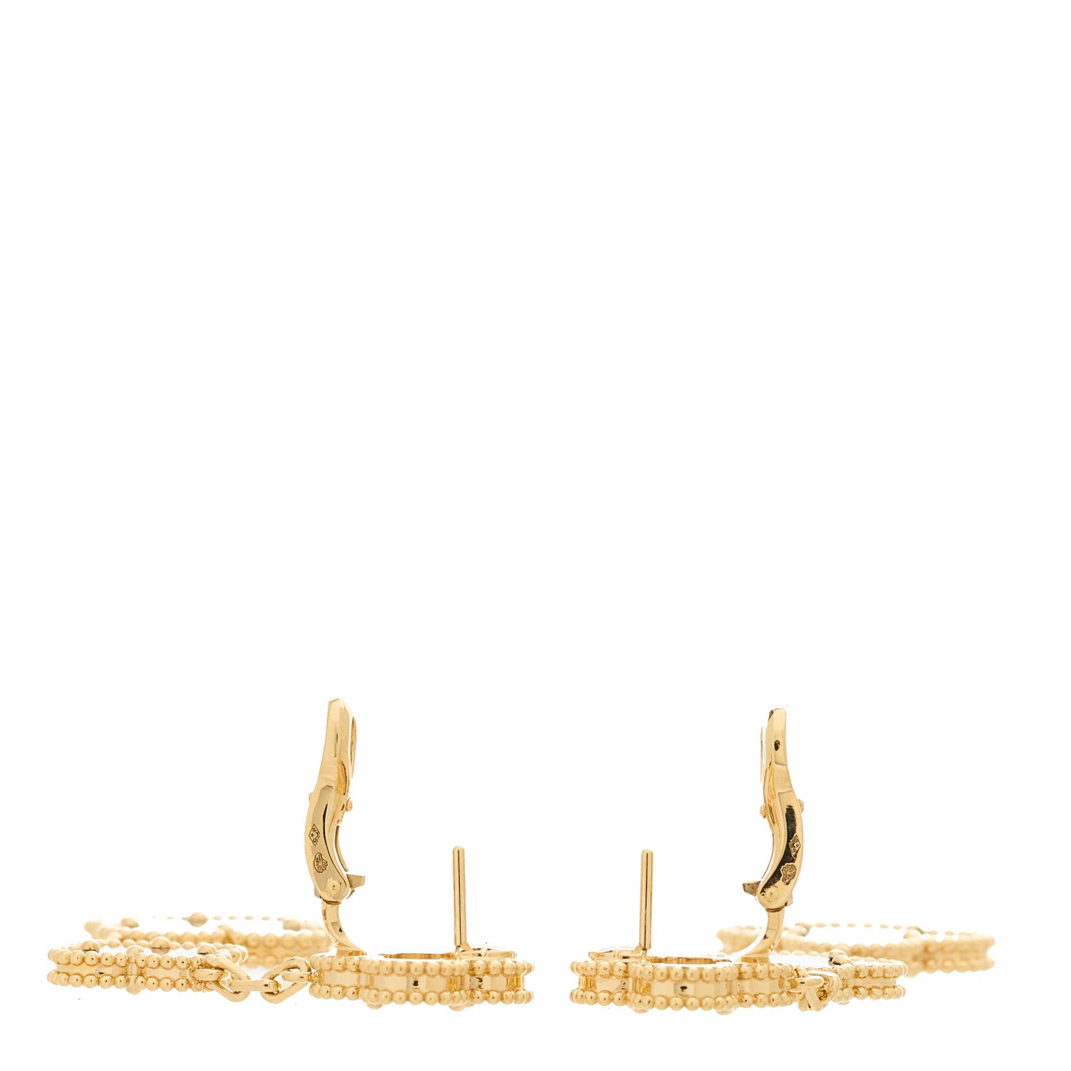 Van Cleef & Arpels 18K Yellow Gold Mother of Pearl Black Onyx 3 Motifs Magic Alhambra Earrings 3 of 5