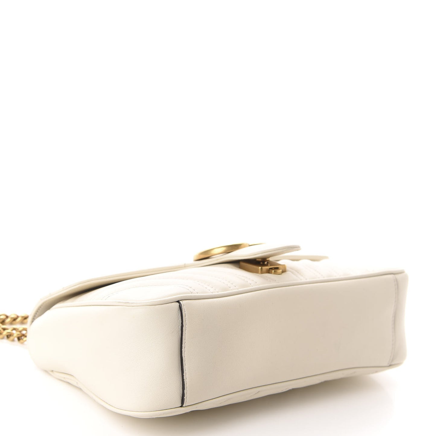 Calfskin Matelasse Small GG Marmont Shoulder Bag White
