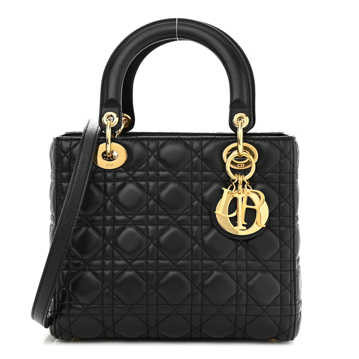Christian Dior Lambskin Cannage Medium Lady Dior Black 1 of 10