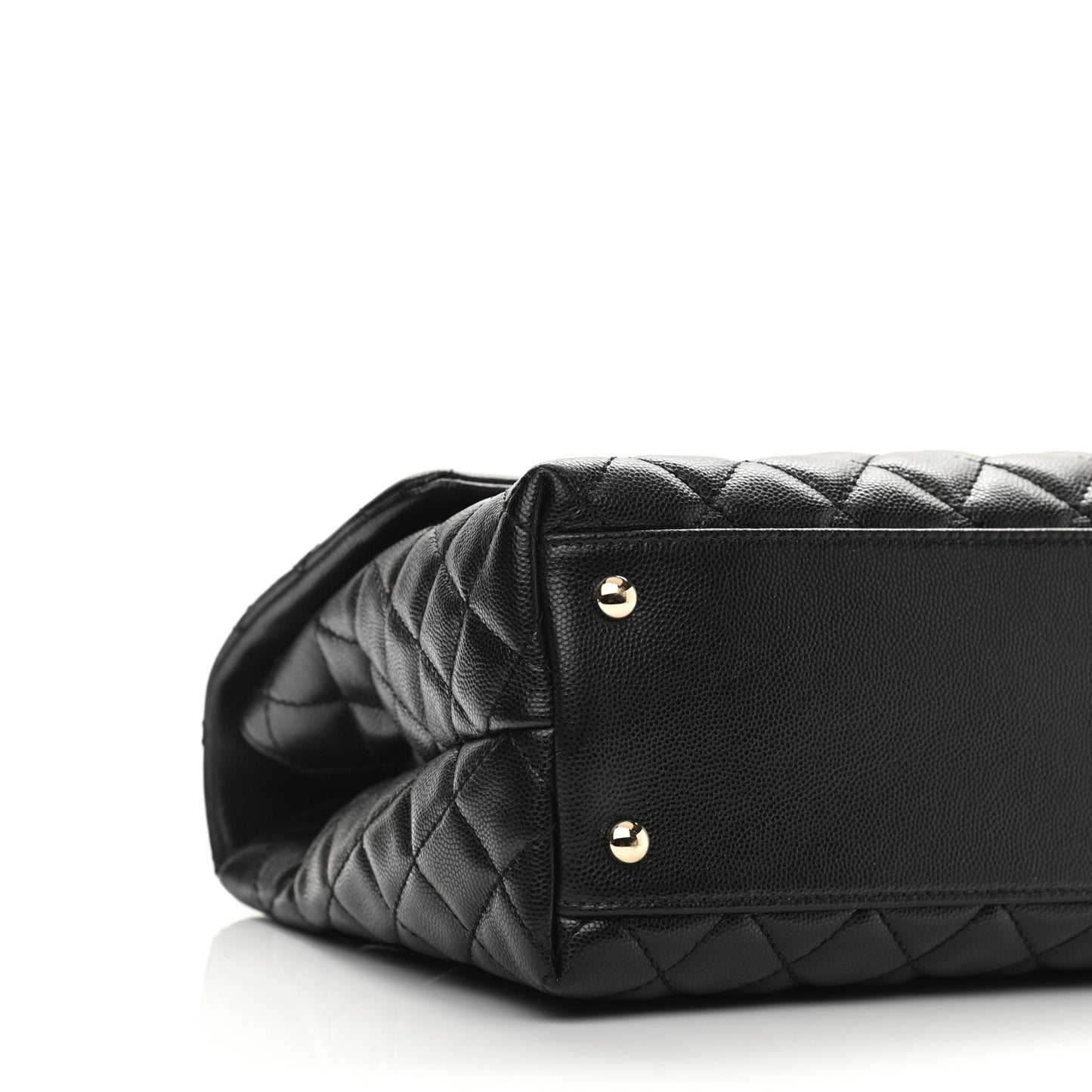 Caviar Lizard Embossed Quilted Medium Coco Handle Flap Black
