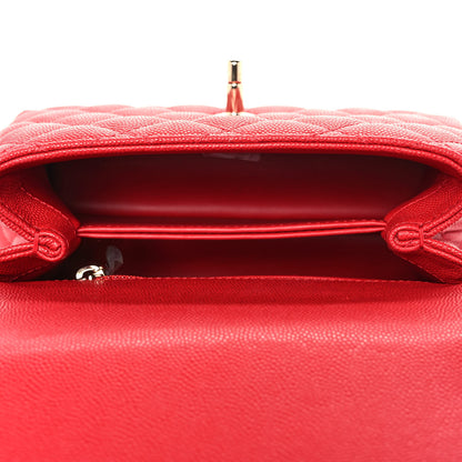 Chanel Caviar Quilted Lizard Embossed Extra Mini Coco Handle Flap Red 4 of 9
