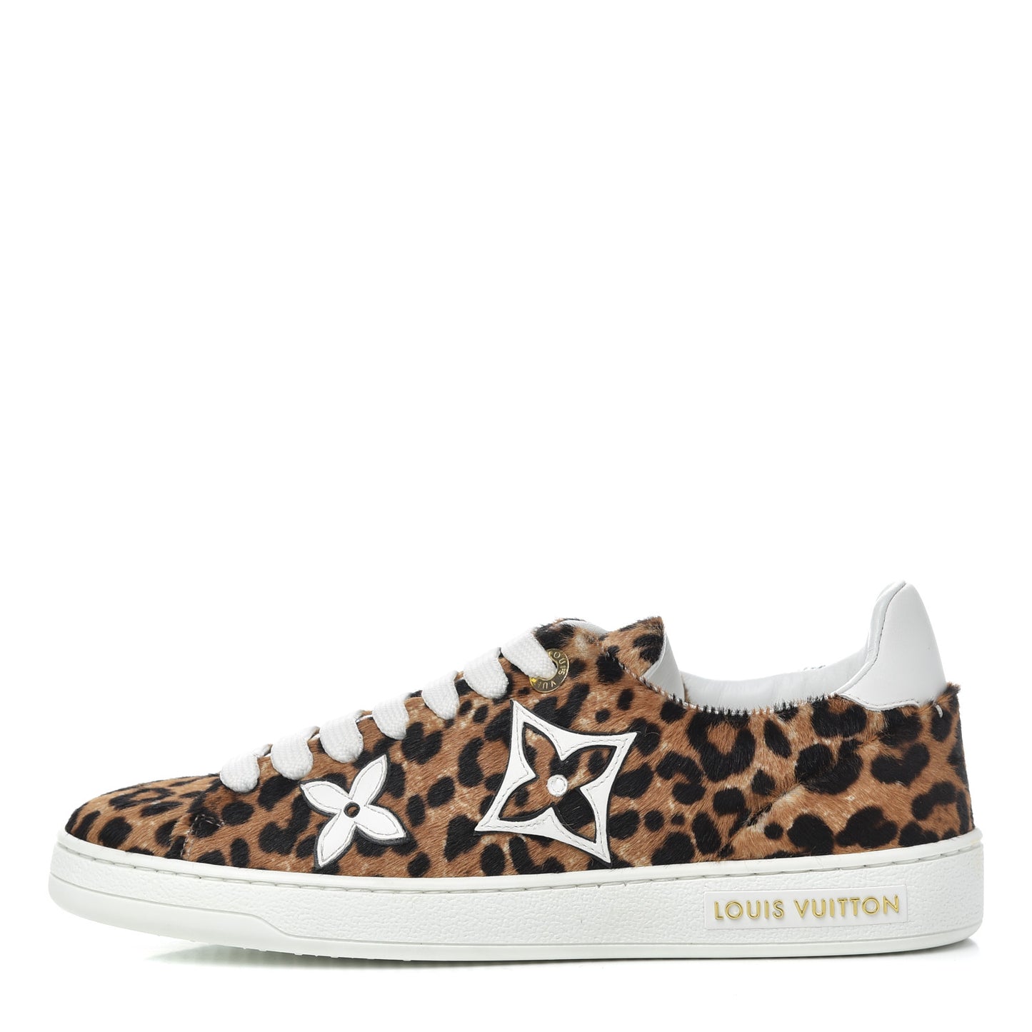 Calfskin Pony Hair Leopard Monogram Frontrow Sneakers 35