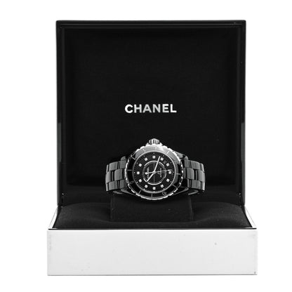 Chanel Stainless Steel Ceramic Diamond 38mm J12 Automatic Watch Black 5 of 5